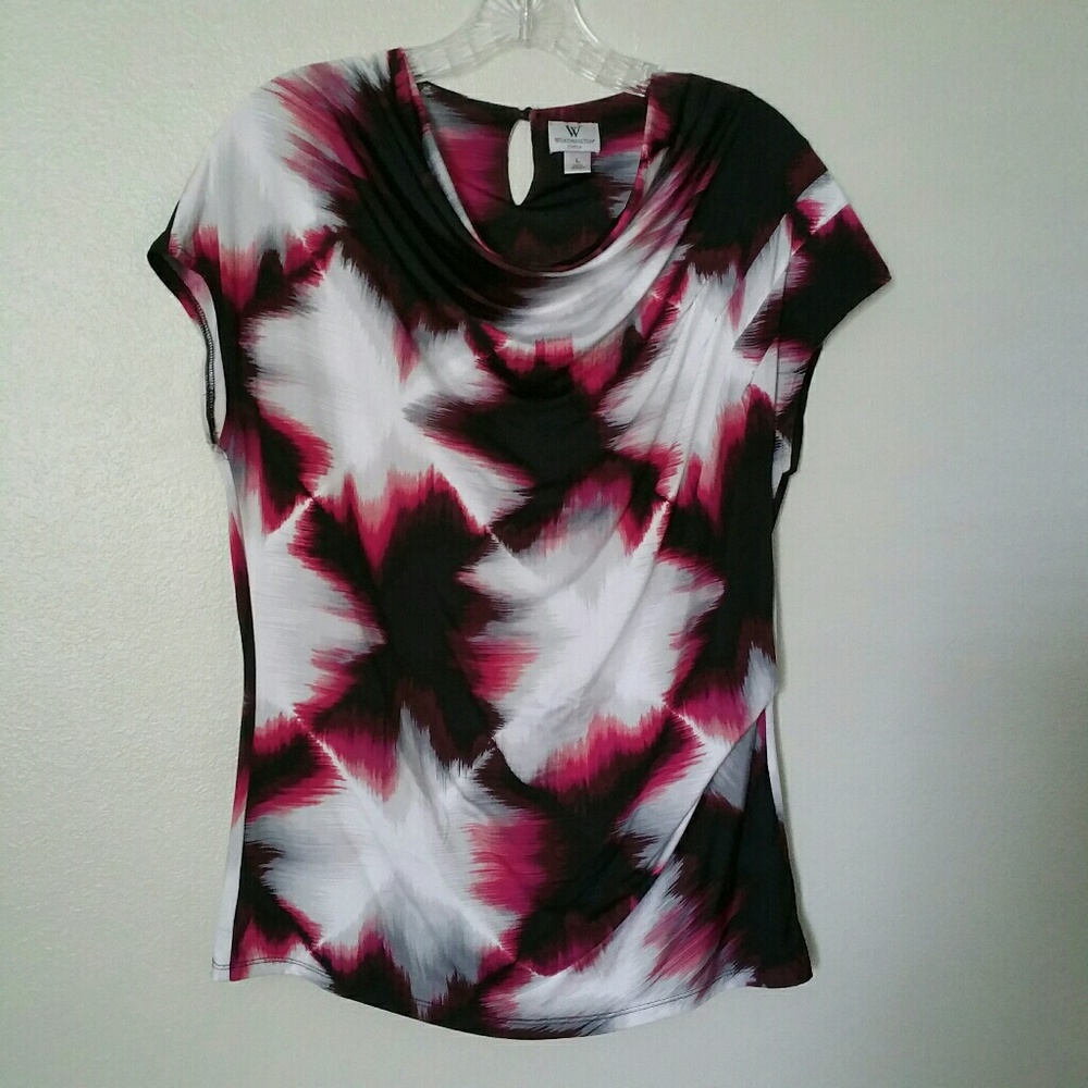 Worthington B/W & Hot Pink Cap Sleeve sz L